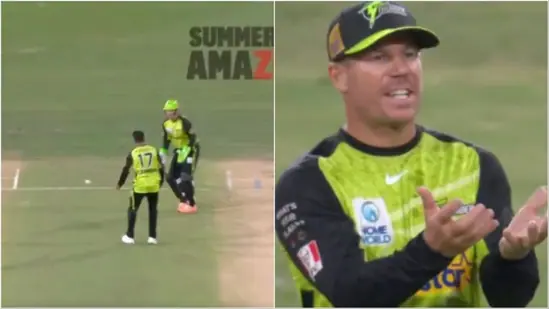 David Warner left infuriated as Sydney Thunder's Billings, Sangha replicate Pakistan's infamous Ajmal-Malik fielding error